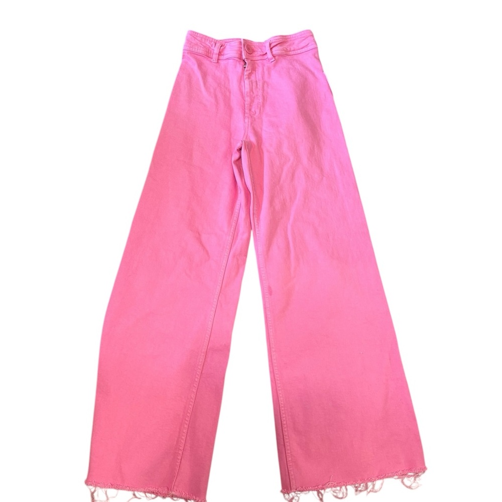 Zara Pink Flare Wide-Leg Jeans